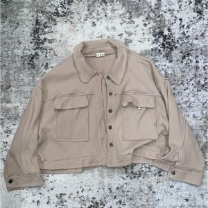Size Large Cropped Tan Shacket